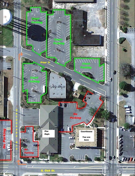 map of parking available around the court